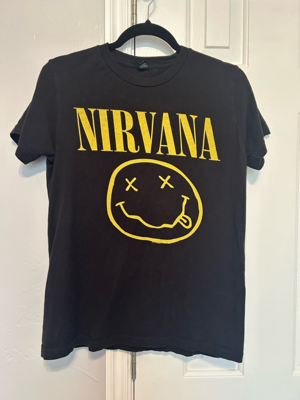 NIRVANA Black Crewneck Tee with Subtle Tag Detail